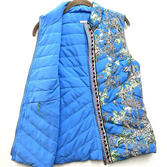 Lilly Pulitzer Jackets & Blazers - Lilly Pulitzer Deanne Vest M Medium Down Puffer Reversible Thistle Tiger Queen